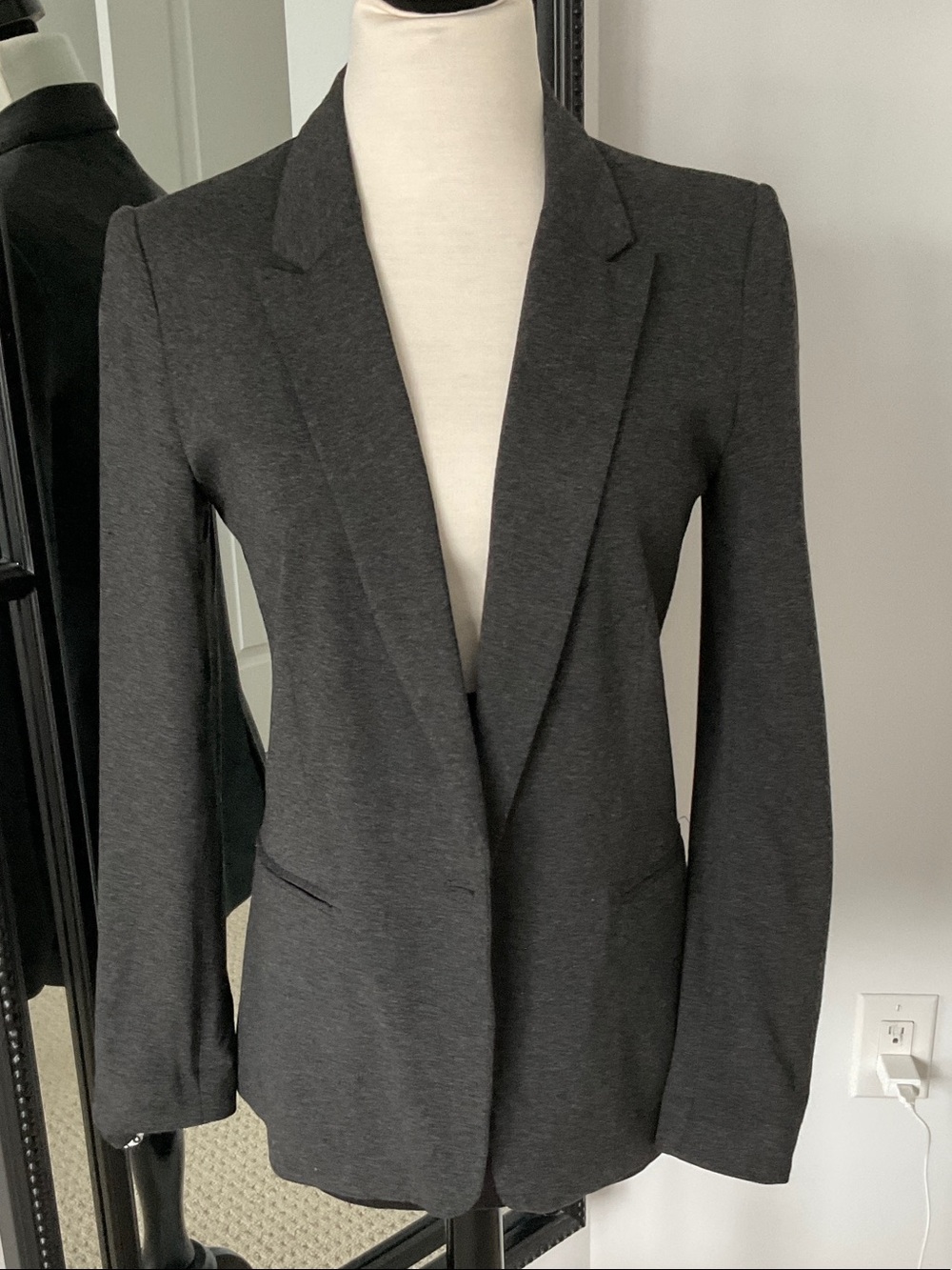 mango Women's Charcoal Open-Front Blazer Jacket 2